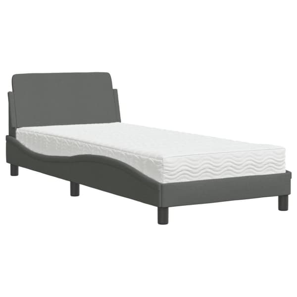 vidaXL seng med madras 80x200 cm stof mørkegrå