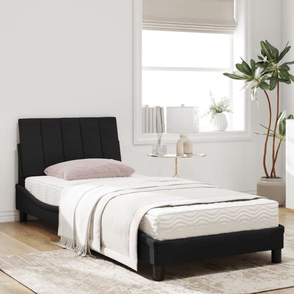 vidaXL seng med madras 90x200 cm velour sort