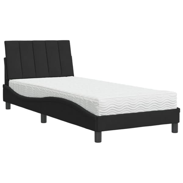 vidaXL seng med madras 90x200 cm velour sort
