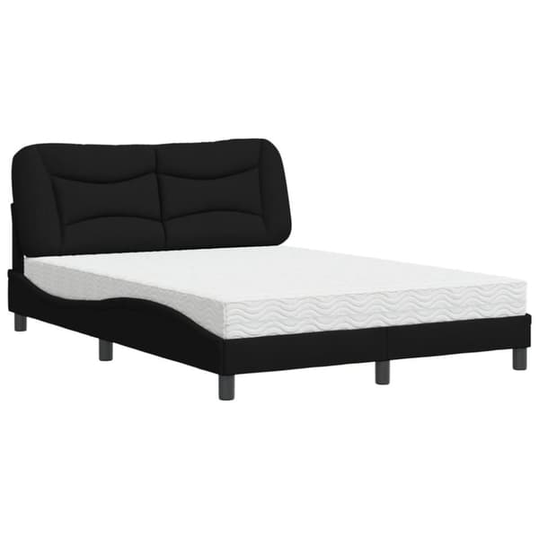 vidaXL Seng med madras 140x190 cm stof sort