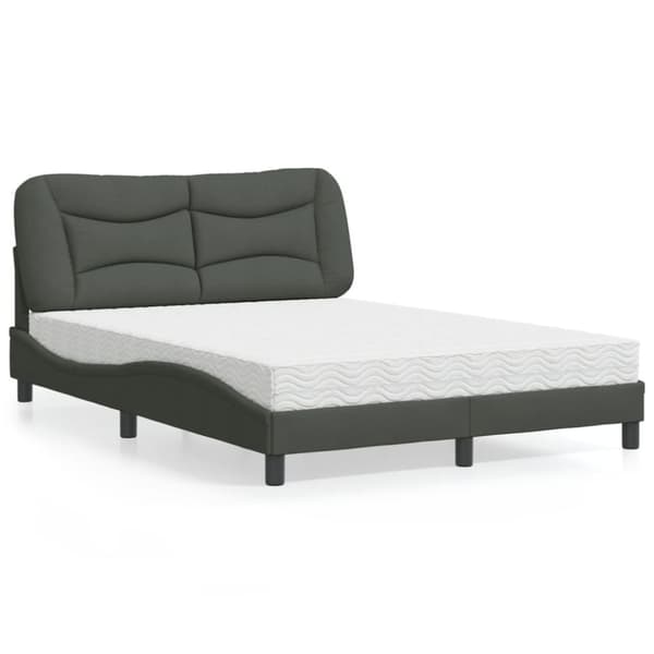 vidaXL Seng med madras 140x190 cm stof mørkegrå