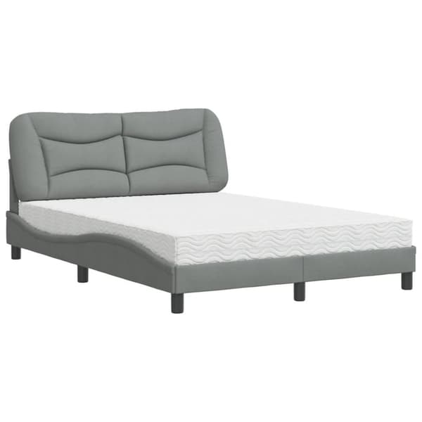 vidaXL Seng med madras 140x190 cm stof lysegrå
