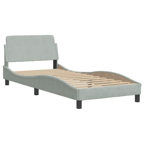 vidaXL seng med madras 90x190 cm velour lysegrå
