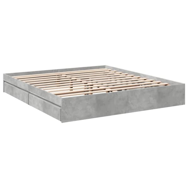 vidaXL Sängynrunko laatikoilla betoninharmaa 200x200 cm tekninen puu