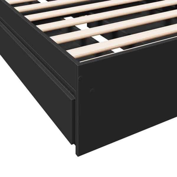 vidaXL Sängynrunko laatikoilla musta 90x190 cm tekninen puu