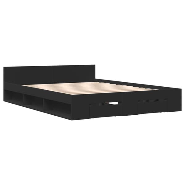vidaXL Sengeramme med skuffer svart 120x190 cm konstruert tre