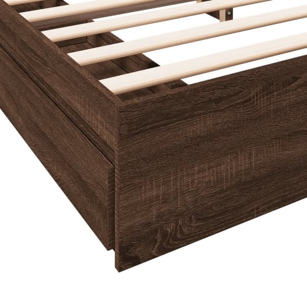 vidaXL Sängram med lådor brun ek 200x200 cm konstruerad trä