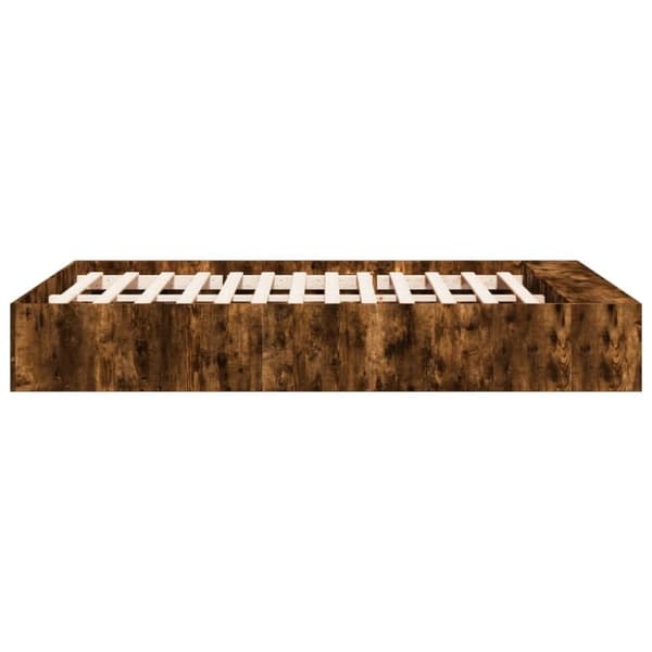 vidaXL Sengeramme røkt eik 135x190 cm konstruert tre