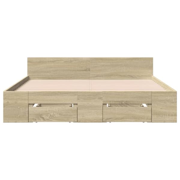 vidaXL sengeramme med skuffer 135x190 cm konstrueret træ sonoma-eg