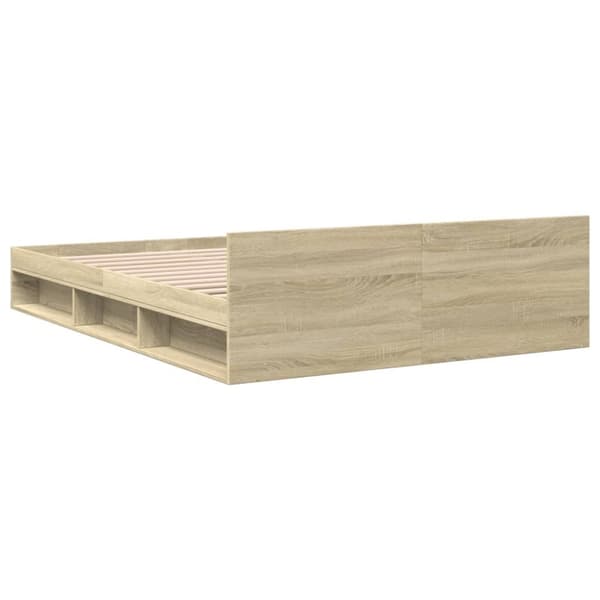 vidaXL sengeramme med skuffer 135x190 cm konstrueret træ sonoma-eg