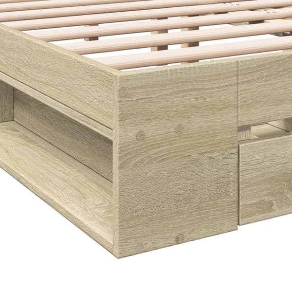 vidaXL sengeramme med skuffer 135x190 cm konstrueret træ sonoma-eg
