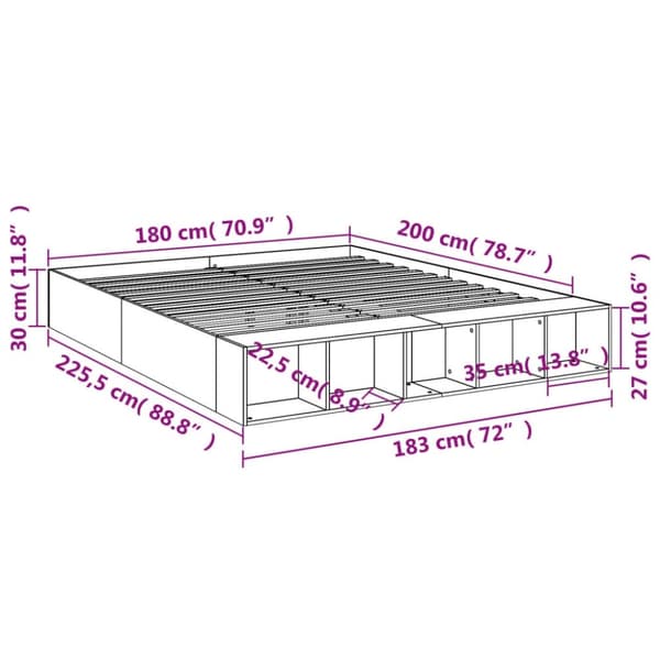 vidaXL Sengeramme sonoma eik 180x200 cm konstruert tre