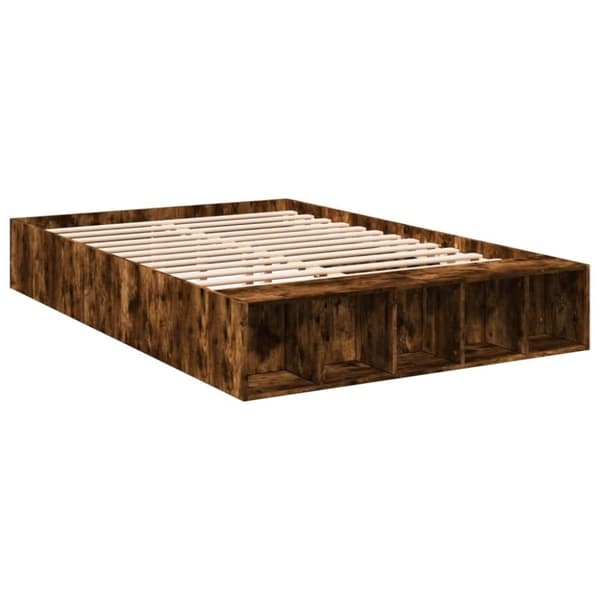 vidaXL Sengeramme røkt eik 120x190 cm konstruert tre