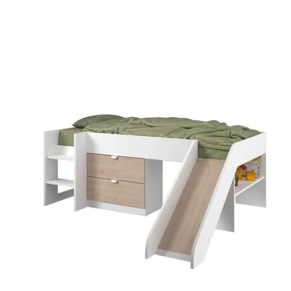 PARISOT SLIDE - Rutschbädd för barn - Vit och Jackson Ek dekor - Boxfjäder ingår - 90 x 200 cm