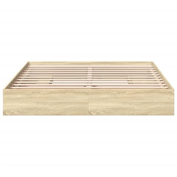 vidaXL sengeramme med skuffer 200x200 cm konstrueret træ sonoma-eg