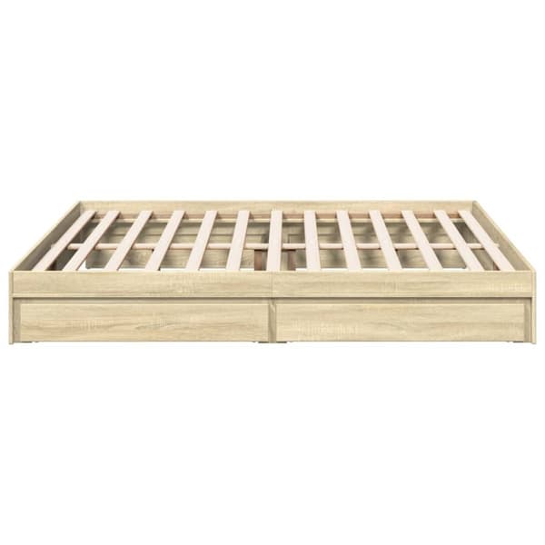 vidaXL sengeramme med skuffer 200x200 cm konstrueret træ sonoma-eg