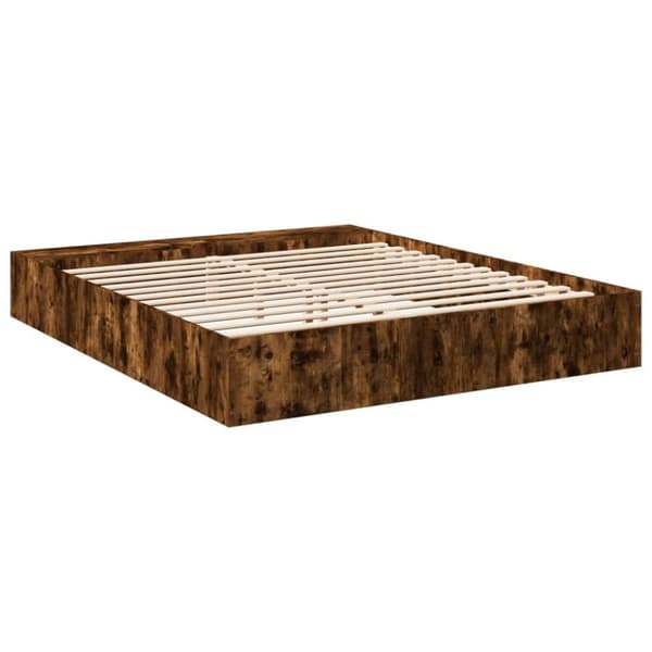 vidaXL Sängram rökfärgad ek 200x200 cm konstruerad trä