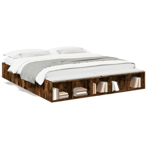 vidaXL sengestel 200x200 cm konstrueret træ røget eg