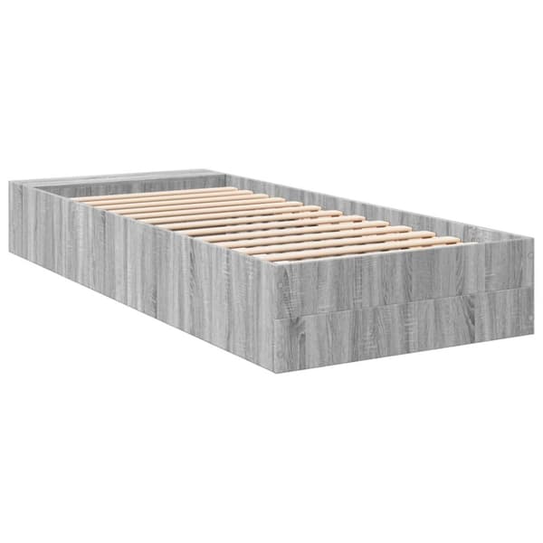vidaXL Sängynrunko harmaa Sonoma 100x200 cm tekninen puu