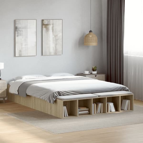 vidaXL Sengeramme sonoma eik 140x200 cm konstruert tre