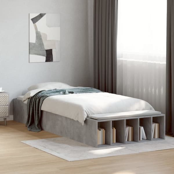 vidaXL Sängynrunko betoninharmaa 100x200 cm tekninen puu