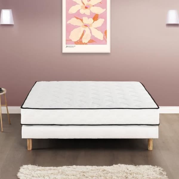 Madrass + resårsats 160 x 200 cm - 672 pocketfjädrar - 7 komfortzoner - 24 cm - Balanserad - DEKO DREAM Avkoppling