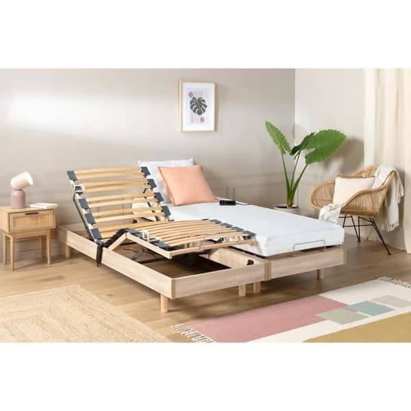 Madrassavslappningsset + elektriska boxfjädrar 2x80x200cm - Skum - Fast - TALCA Made in France