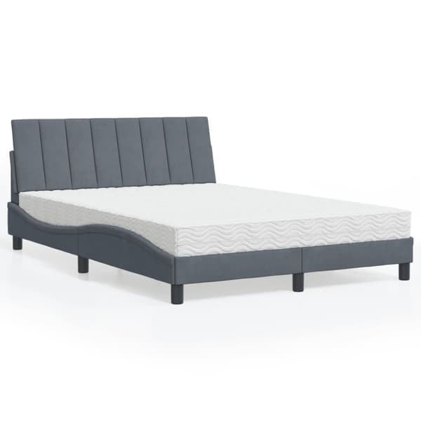 vidaXL seng med madras 140x190 cm velour mørkegrå