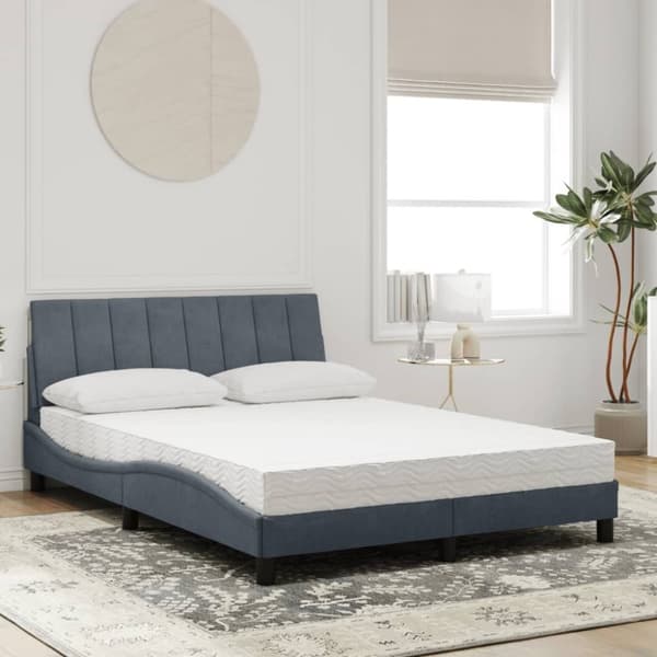 vidaXL seng med madras 140x190 cm velour mørkegrå