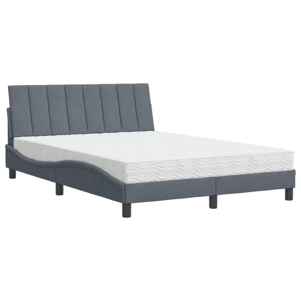vidaXL seng med madras 140x190 cm velour mørkegrå
