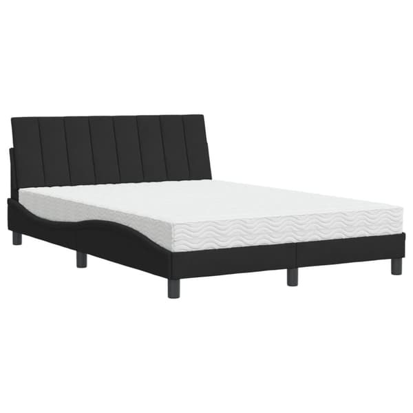 vidaXL seng med madras 140x190 cm velour sort