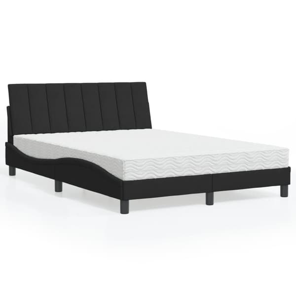 vidaXL seng med madras 140x190 cm velour sort