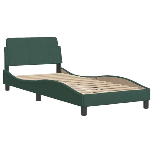 vidaXL seng med madras 90x190 cm velour mørkegrøn