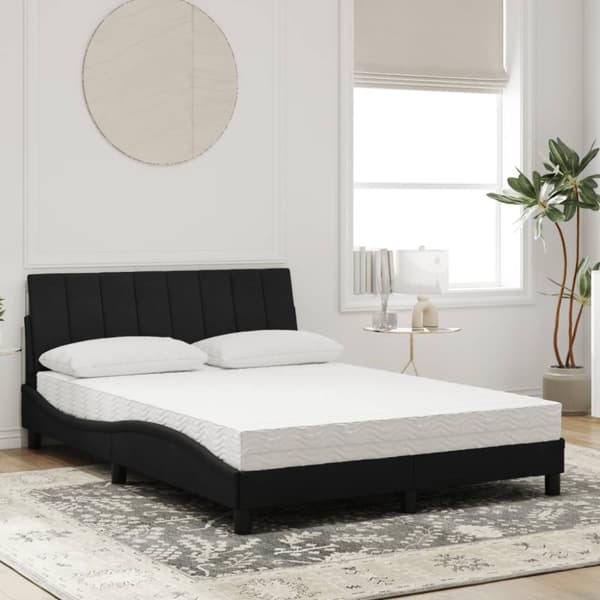 vidaXL seng med madras 140x200 cm velour sort
