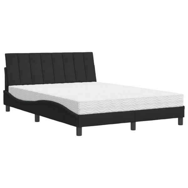 vidaXL seng med madras 140x200 cm velour sort