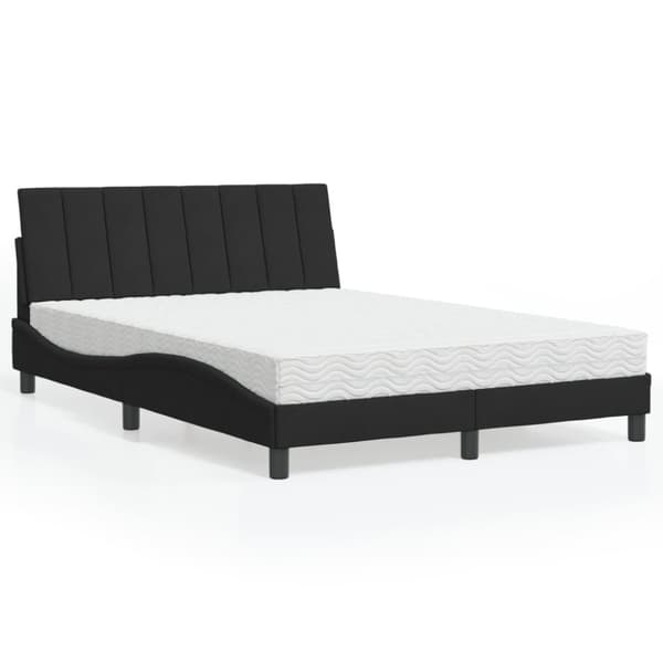 vidaXL seng med madras 140x200 cm velour sort