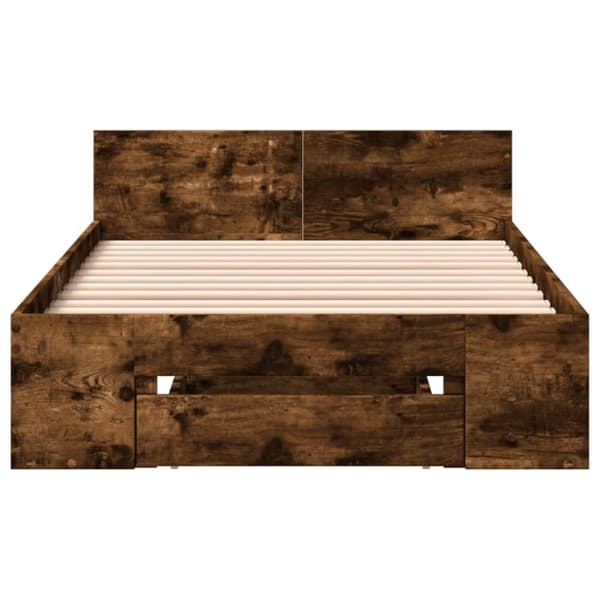 vidaXL Sängynrunko laatikolla savutammi 90x200 cm tekninen puu