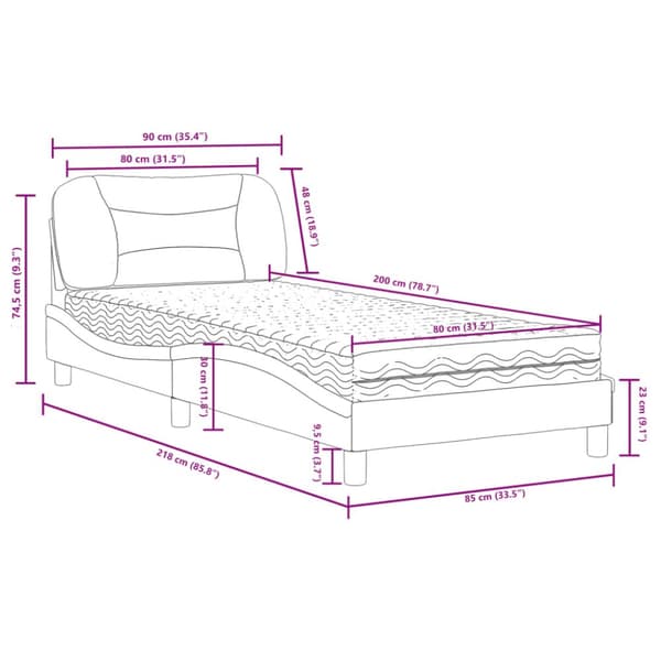 vidaXL Säng med madrass cappuccino 80x200 cm konstläder