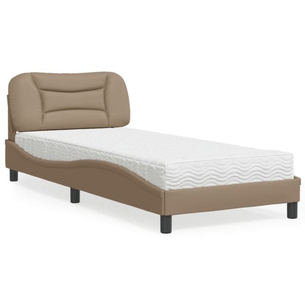 vidaXL Säng med madrass cappuccino 80x200 cm konstläder