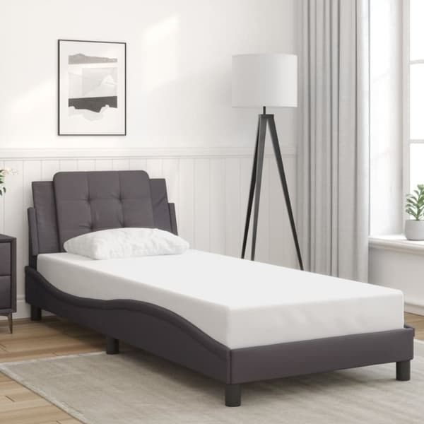 vidaXL sengeramme med LED-lys 90x200 cm kunstlæder grå