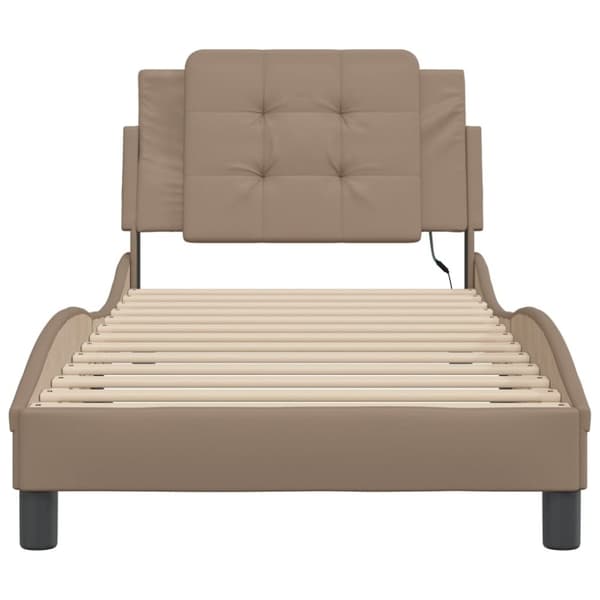 vidaXL sengeramme med LED-lys 80x200 cm kunstlæder cappuccinofarvet