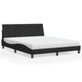 Miniatyrbillede 11 af 11: vidaXL seng med madras 160x200 cm velour sort