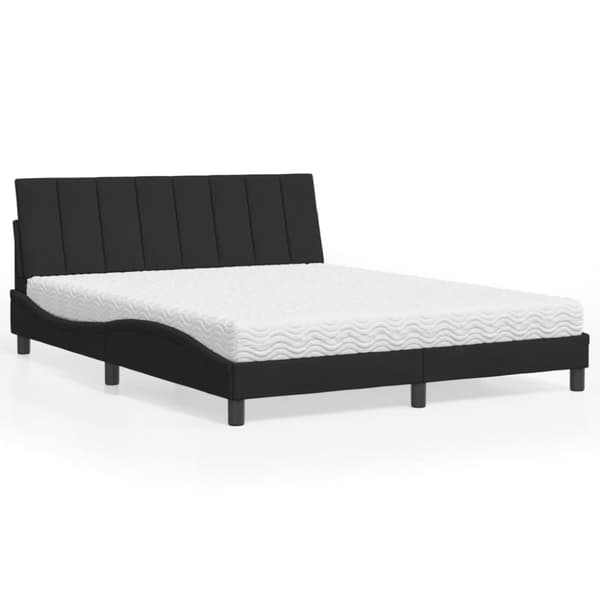 vidaXL seng med madras 160x200 cm velour sort