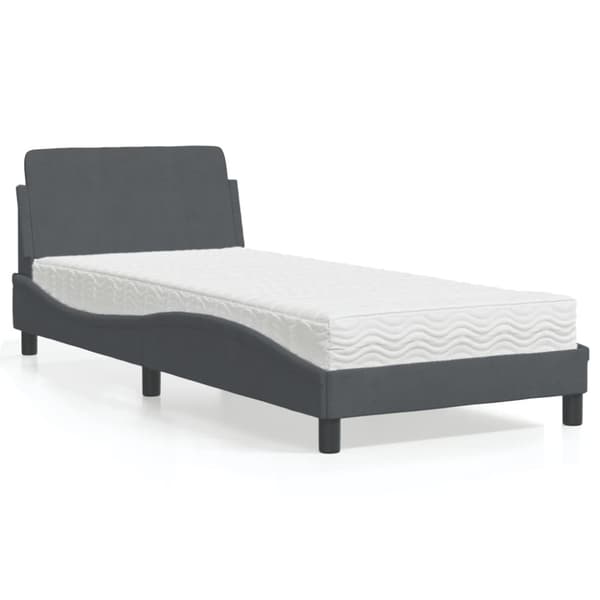 vidaXL seng med madras 90x190 cm velour mørkegrå