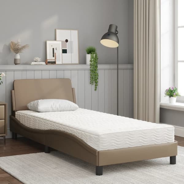 vidaXL seng 90x190 cm kunstlæder cappuccinofarvet