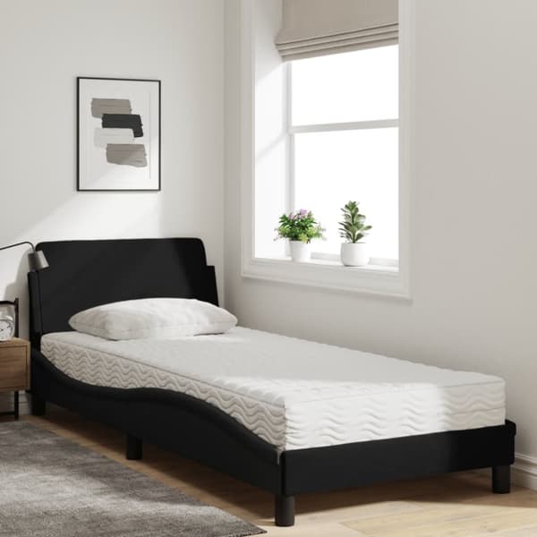 vidaXL Säng med madrass svart 90x190 cm tyg