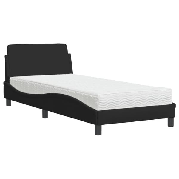 vidaXL Säng med madrass svart 90x190 cm tyg