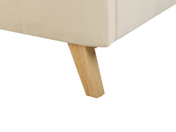 Sängram Beige Sammet Tuftad Klädsel Ljusa Träben Vingbädd Säng Dubbelstorlek 160 x 200 cm Lameller med Justerbar Huvudgavel Sovrum