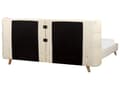 Miniatyrbillede 7 af 11: Seng Beige Velour 180 x 200 cm Moderne To Mands Seng Justerbar Sengegavl Dobbeltseng Sengeramme Retro Design Træben