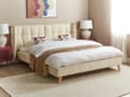 Miniatyrbilde 2 av 11: Sengeramme Beige Fløyel 160 x 200 cm Tuftet Polstring Lyst Tre Ben Lamell med Justerbar Sengegavl